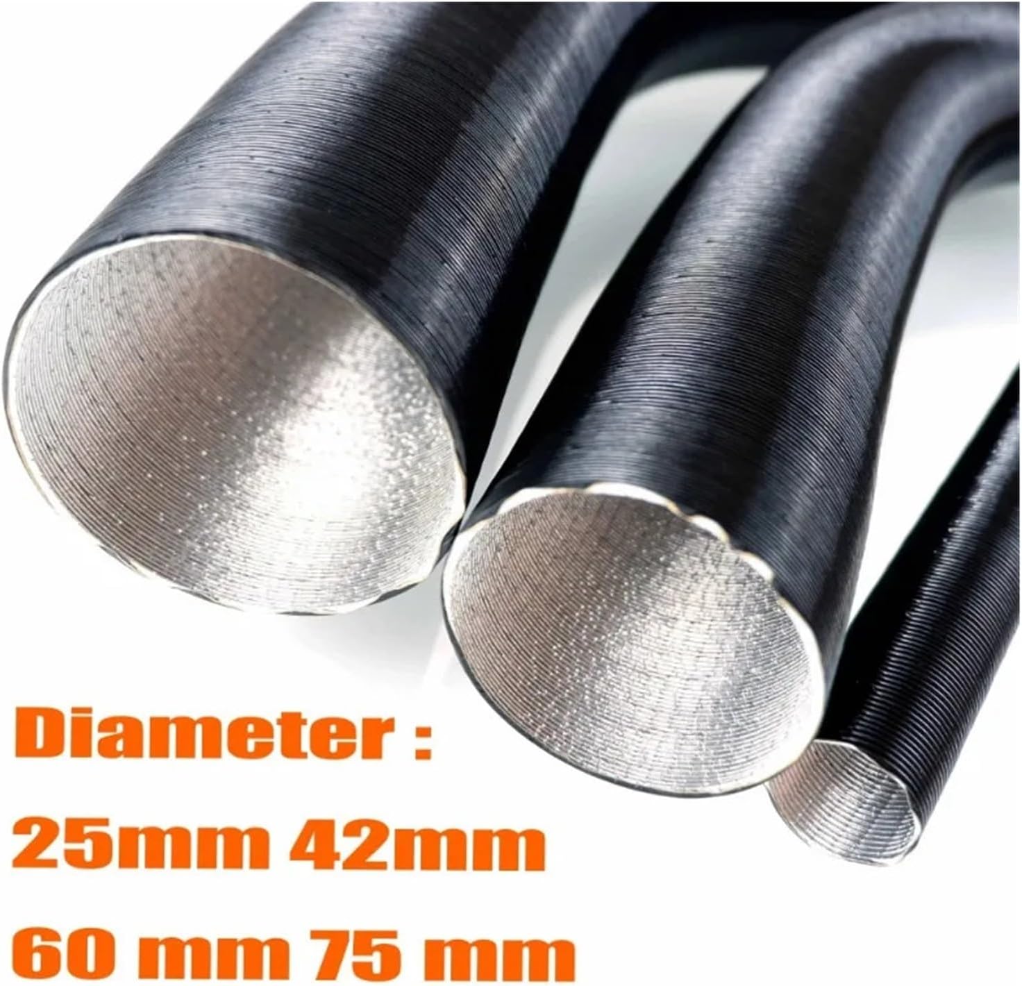 Apply To Camper 25mm 42mm 50mm 60mm 75mm Diameter 100-500cm Length Air di/*esel Parking Heater Duct Pipe Tube Hose for Extendable(Exhaustduct75mm200cm)