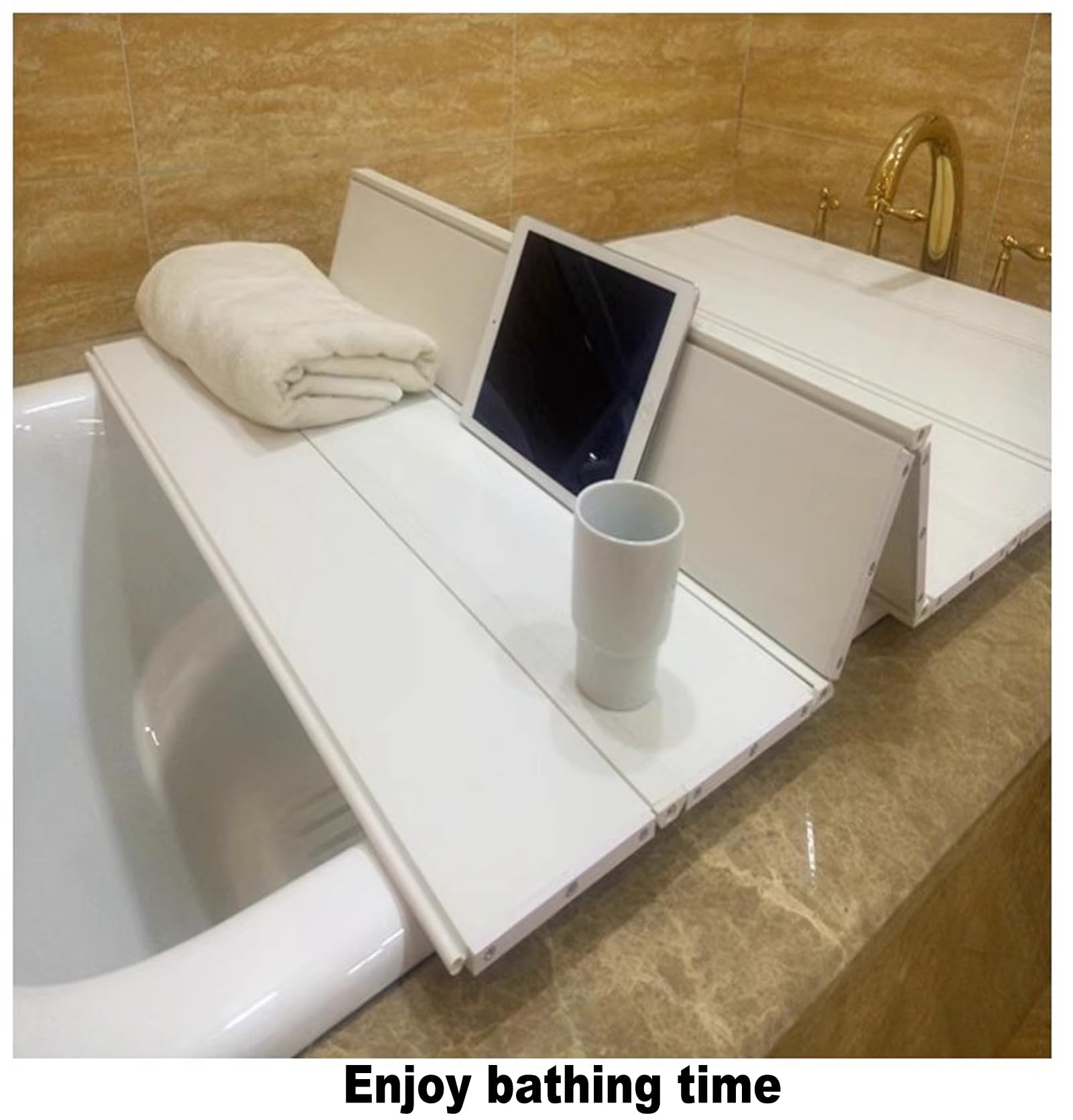 Vassoio da Vasca Pieghevole di Alta qualità con Coperchio, Contenitore da Bagno Spa per Lettura e Relax (70 cm x 158 cm), migliora la Tua Esperienza Spa a casa.