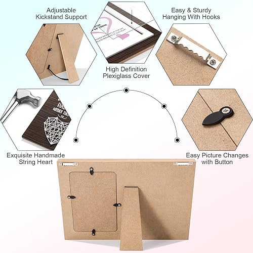 Vista 16 de Regalos de boda de compromiso para parejas: novio y novia, marco de fotos romántico, fotos de 4 x 6 pulgadas