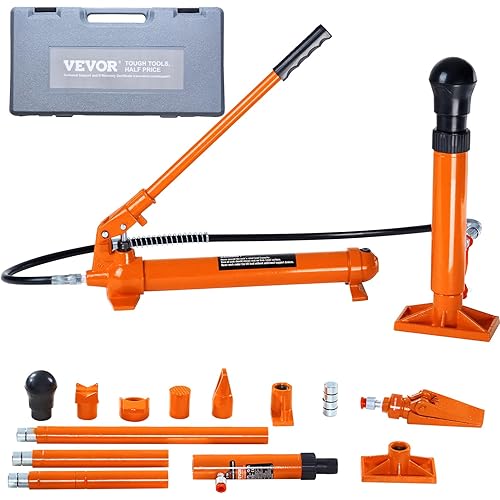 VEVOR Porta Power Kit, 12 Ton Load, Portable Hydraulic Jack with 4.6 ft Extended Oil Hose, Long Handle Design, Auto Body Frame Repair Kit with Portable Storage Case for Car Repair, Truck, Farm