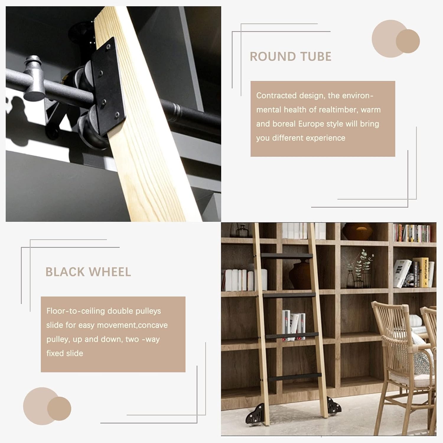 スライディングバーンドアレールハードウェア 頑丈なスライドレール ローリングライブラリラダートラック モバイルラダーレール フロアロ  錬鉄製モバイルラダートラック - ローリングラダーハードウェアライブラリ - スライドバーンドアキット、丸チューブ延長トラック ...