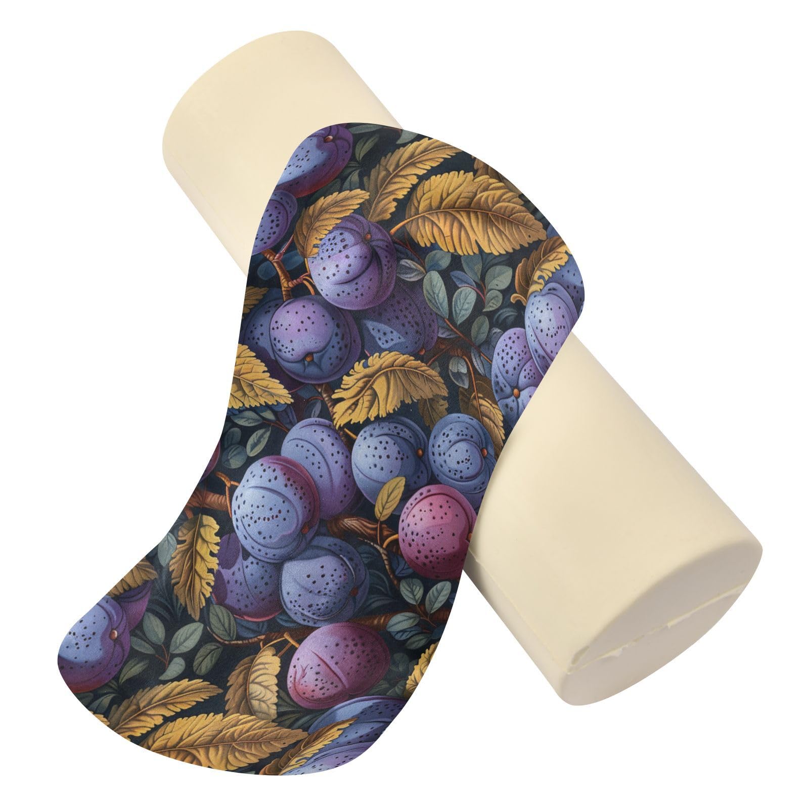 miaozhen Yummy Plums Design Purple Brown Neck Roll Pillow Bolster Pillow for Legs Sleeping almohada de Cuello para dormir 5.5''x17''