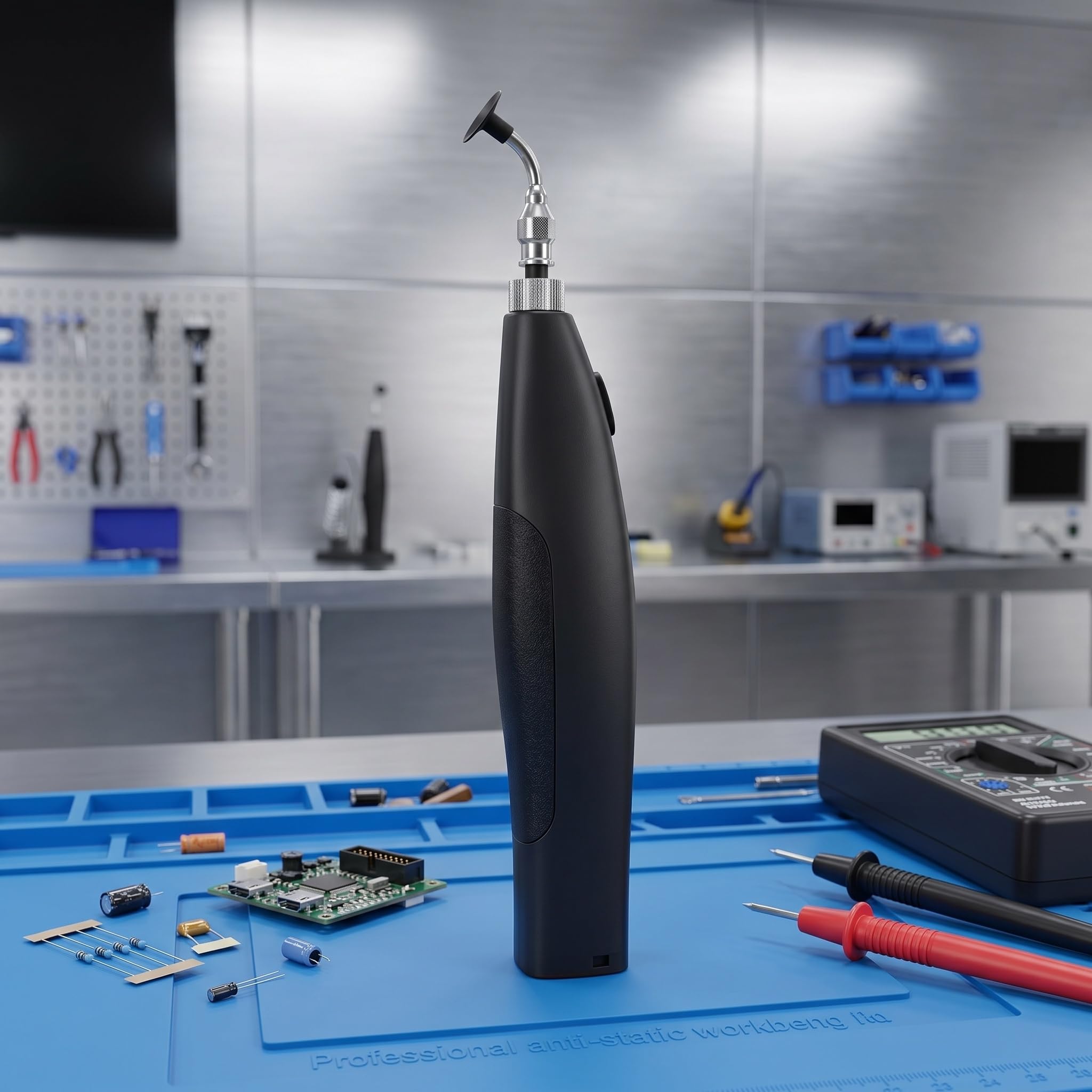 Herramienta De Recogida por Vacío, Lápiz De Succión Eléctrico por Vacío, con 5 Cabezales De Succión Antiestáticos, 2 Agujas De Succión, para Trabajos De Reparación De Chips IC, SMD Y SMT.
