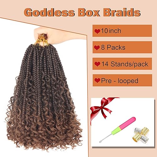 Vista 439 de Goddess Box Braids Crochet Hair With Curly Ends 18 Inch Bohomian Box Braids Crochet Braids 8 Packs 3X Crochet Braids Synthetic Braiding Hair 1B-4-30