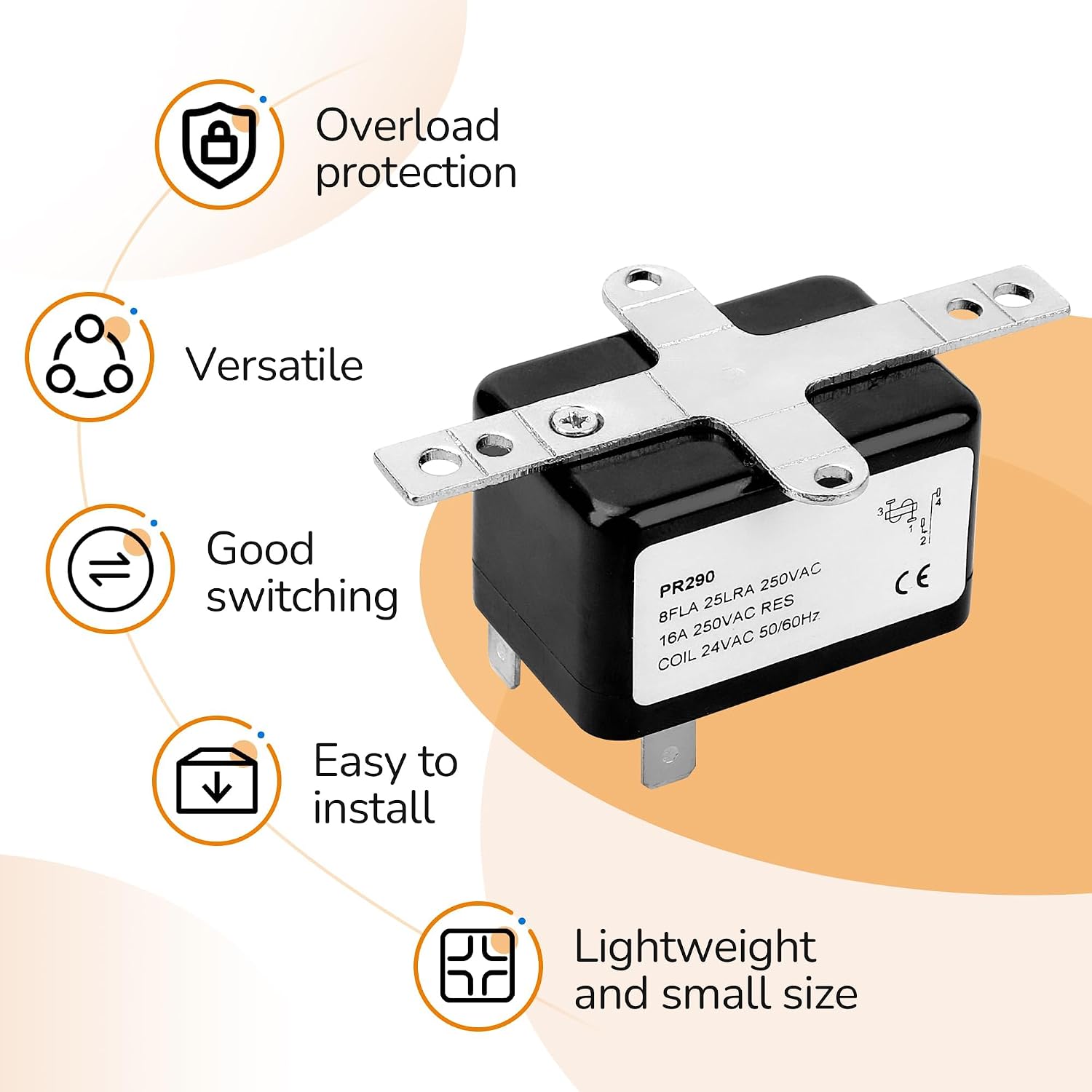 Duty Switching Fan Relay, SP Normally Open, SP Normally Closed, AC and Heating Furnace Blower Relay Universal fit Multi Position Bracket