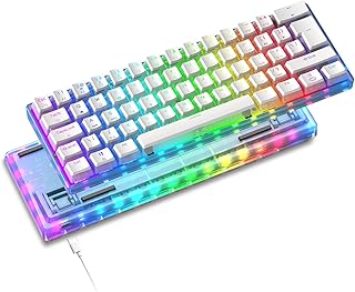 MAGIC-REFINER Wired Mechanical Keyboard, 60% Percent Gaming Keyboard, Apex Pro Mini Hot Swappable Keyboard 18 RGB Backlit, PBT Pudding Keycaps, UK Layout 62 Keys Red Switch for Win/MacOS/Linux, Blue