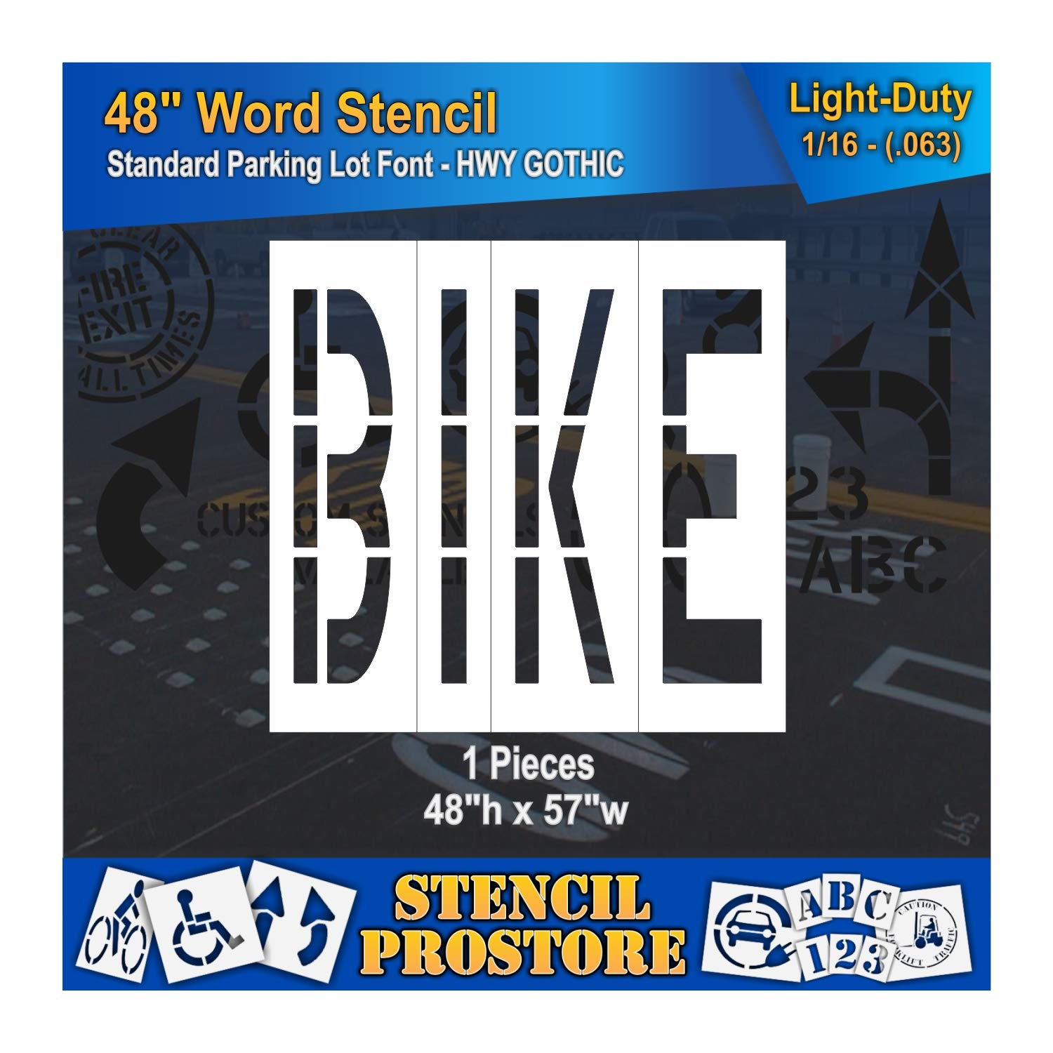 Pavement Marking Stencils - 48 inch Bike Stencil - 48" x 58" x 1/8'' (128 mil) - Pro-Grade