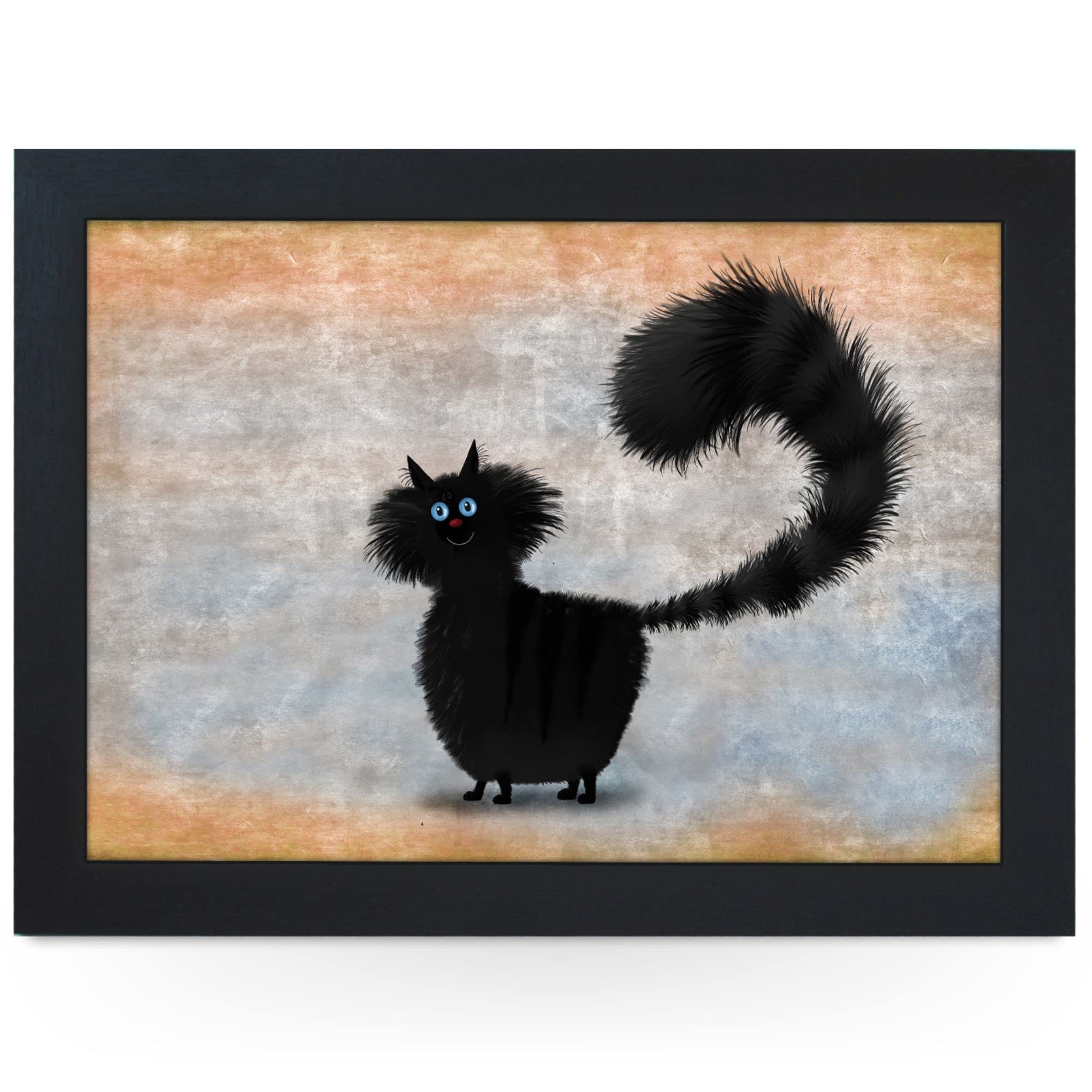 Fabulous Felines Bourbon Black Cat Laptop Tray Bourbon Black Cat Cushioned Laptop Tray, Laptop Tray For Bed, Lap Tray For Tv Dining, Cute Cat Laptop Tray, Handmade Wood Frame Tray (43 X 32.5) Cm