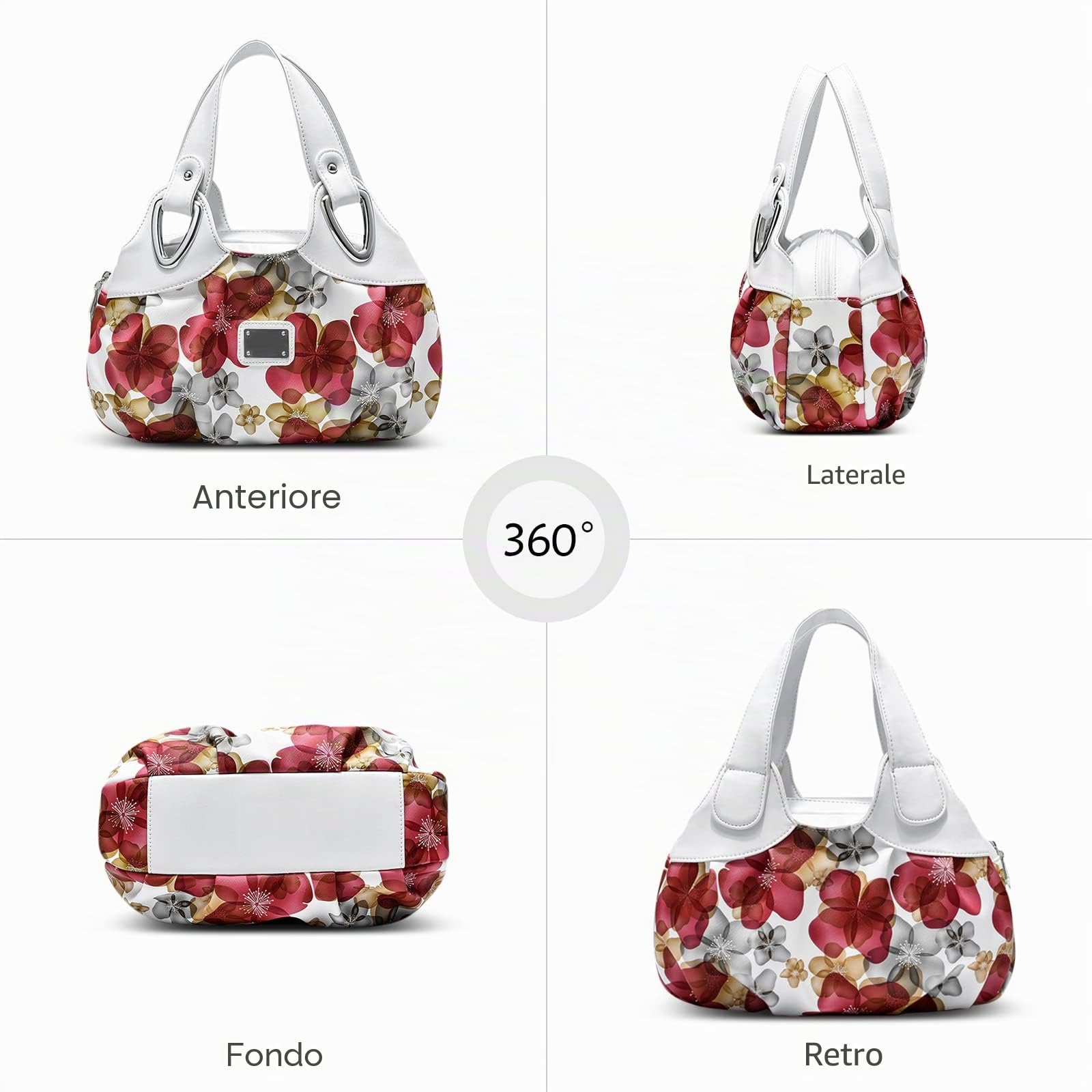 DIRRONA Moda Donna Borsa a Mano e Tracolla - Viaggio Tote Leggero in PU Pelle Morbida - Casuale Vacanza Borsa a Fiori Nero + Verde A