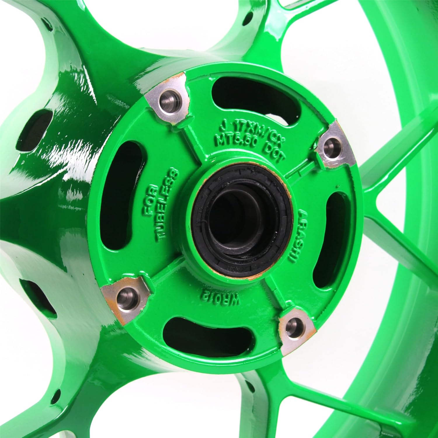 Neon Green Rear Wheel Rim and Brake Disc Rotor Compatible with Honda CBR600RR 2007-2017, Motorcycle Replacement Accessories Parts