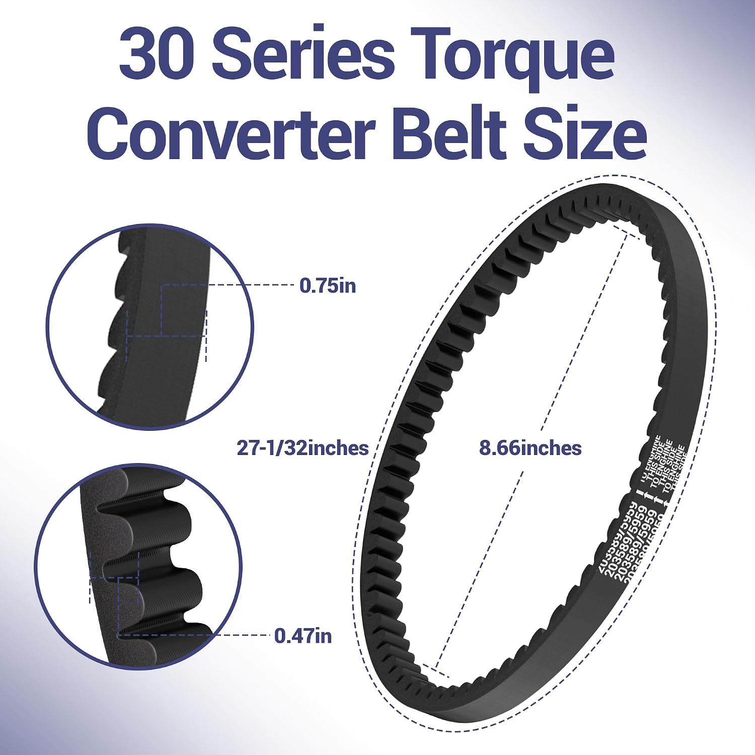 30 Series Go Kart Drive Belt 3PCS, Torque Converter Belt Asymmetrical | for Manco 5959 / Comet 203589 / Murray 12-8487, CVT Belt for Coleman KT196 CK196 Dingo 5-7HP Engine Mini Bike and Go Kart