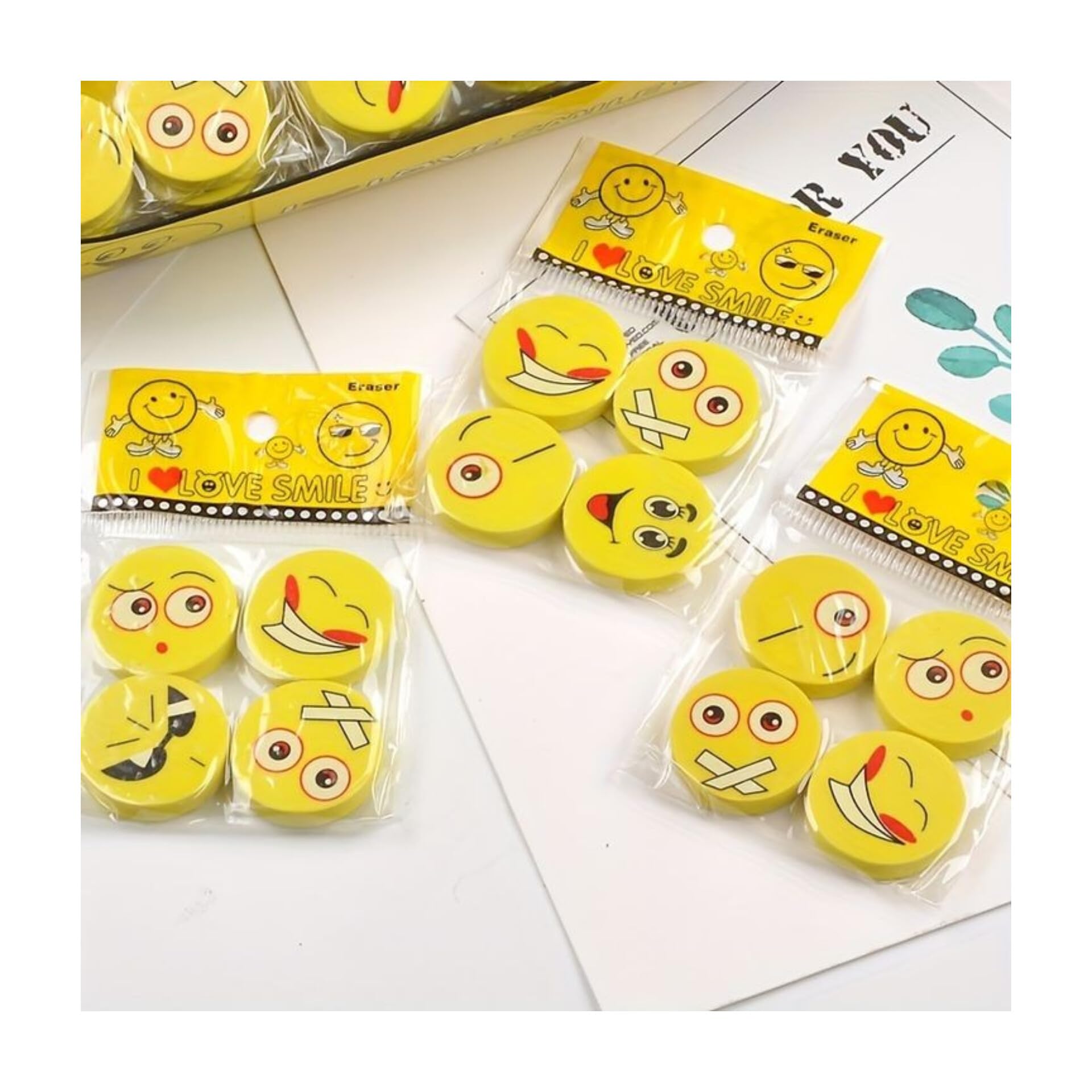 Smiley Yellow Erasers Fancy Eraser Rubber Assorted Style Student Stationery, Birthday Gift (4) (B0D3QKDFDB) Amazon Price History, Amazon Price Tracker