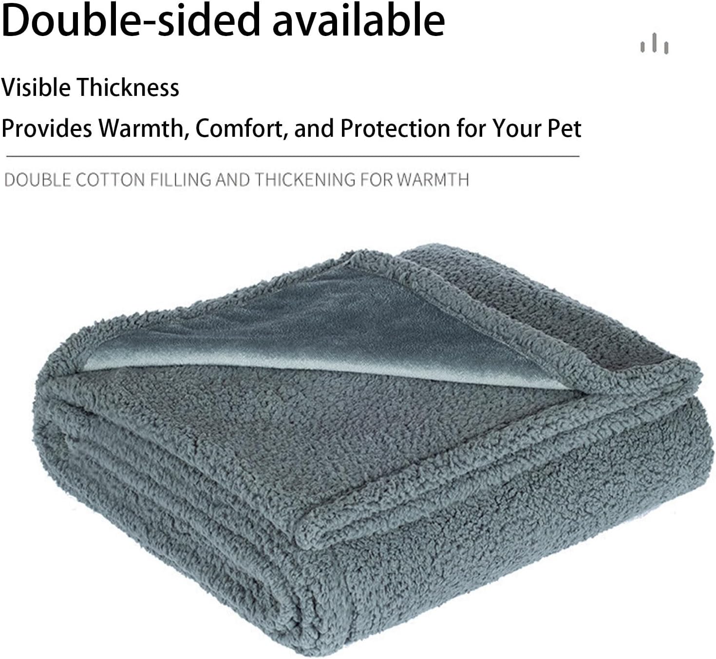 Waterproof Pet Blanket, Lovers Blanket Reversible Plush Sherpa Fleece Furniture Protector for Sofa, Bed & Couch, Liquid & Pee Proof Dog Blanket Cover for Dogs Cats Lovers Couples (Gray, XXL(79"x79"))