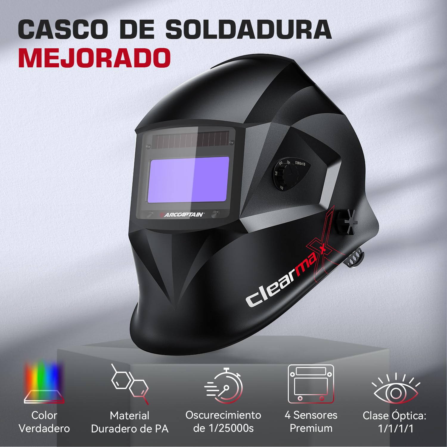 ARCCAPTAIN Soldador Inverter de 200 A con Pantalla LED Grande y Máscara de Soldadura para Casco de Soldadura