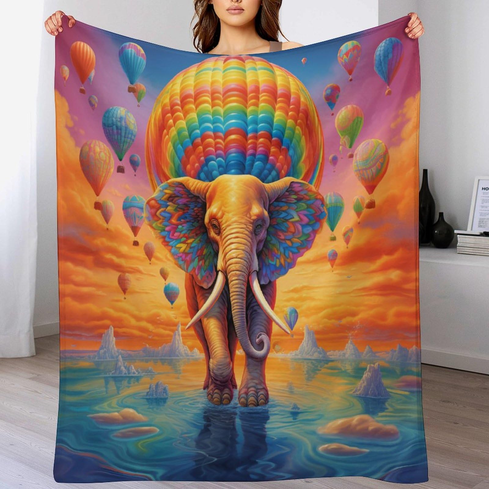 Couverture canapé éléphant contre le froid au bureau et salon