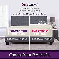 Vista 92 de DeaLuxe Kids Twin Deep Pocket Fitted Sheet - White - Microfiber - 16' Deep - Twin Size 39' x 75' - Perfect Fit for 14'-18' Mattresses