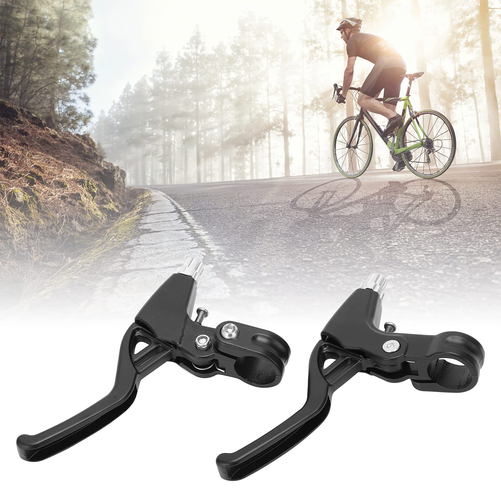 1 paio di leve freno universali per bici con manubrio freno a V in lega di alluminio per la maggior parte delle bici da strada MTB, 2,2 cm (Nero)