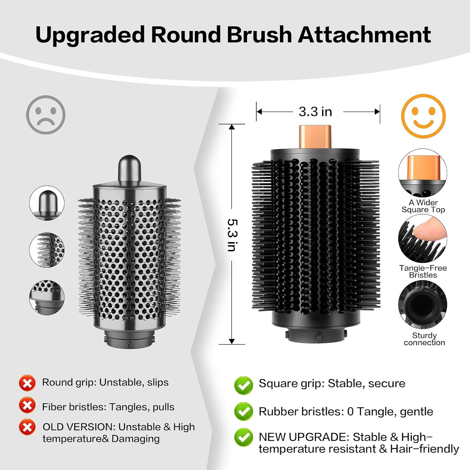 3.3 Inch Round Brush Attachment for Dyson Airwrap HS01 HS05 HS08, Large Volumizing Blowout Barrel Brush for Curling, Smoothing & Root Lift, Anti-Tangle Hair Styling Tool