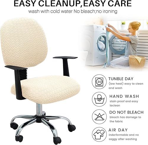 Vista 125 de MIFXIN Funda elástica elástica para silla de computadora, 2 piezas, de punto, universal, para silla de computadora, protector de muebles
