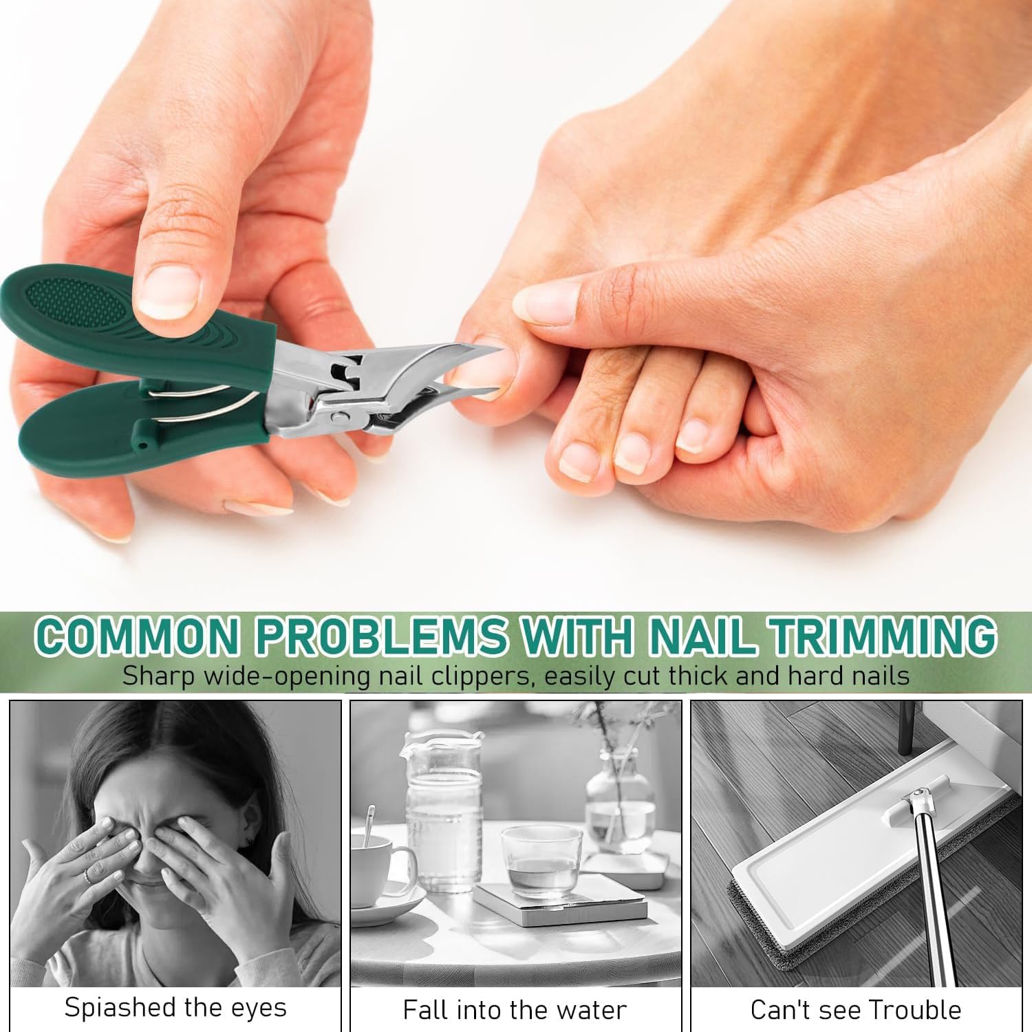 Ingrown Nail Clipper Set,Toenail Clippers for Thick Toenail for Ingrown Toenail Removal Correction Clippers(Green)