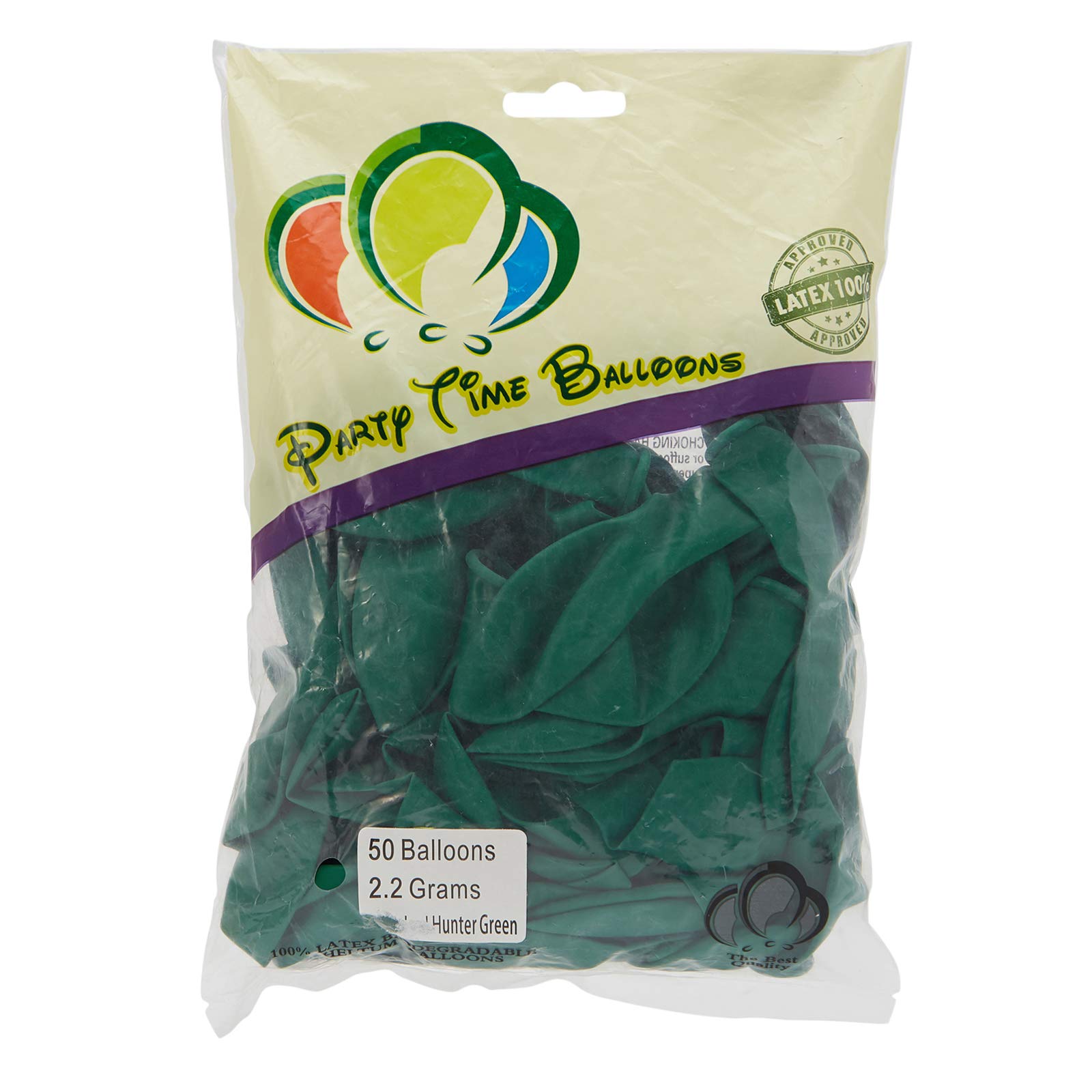 PARTY TIMEHunter Green Standard Latex Balloons Plain Color 10" 50 Pieces