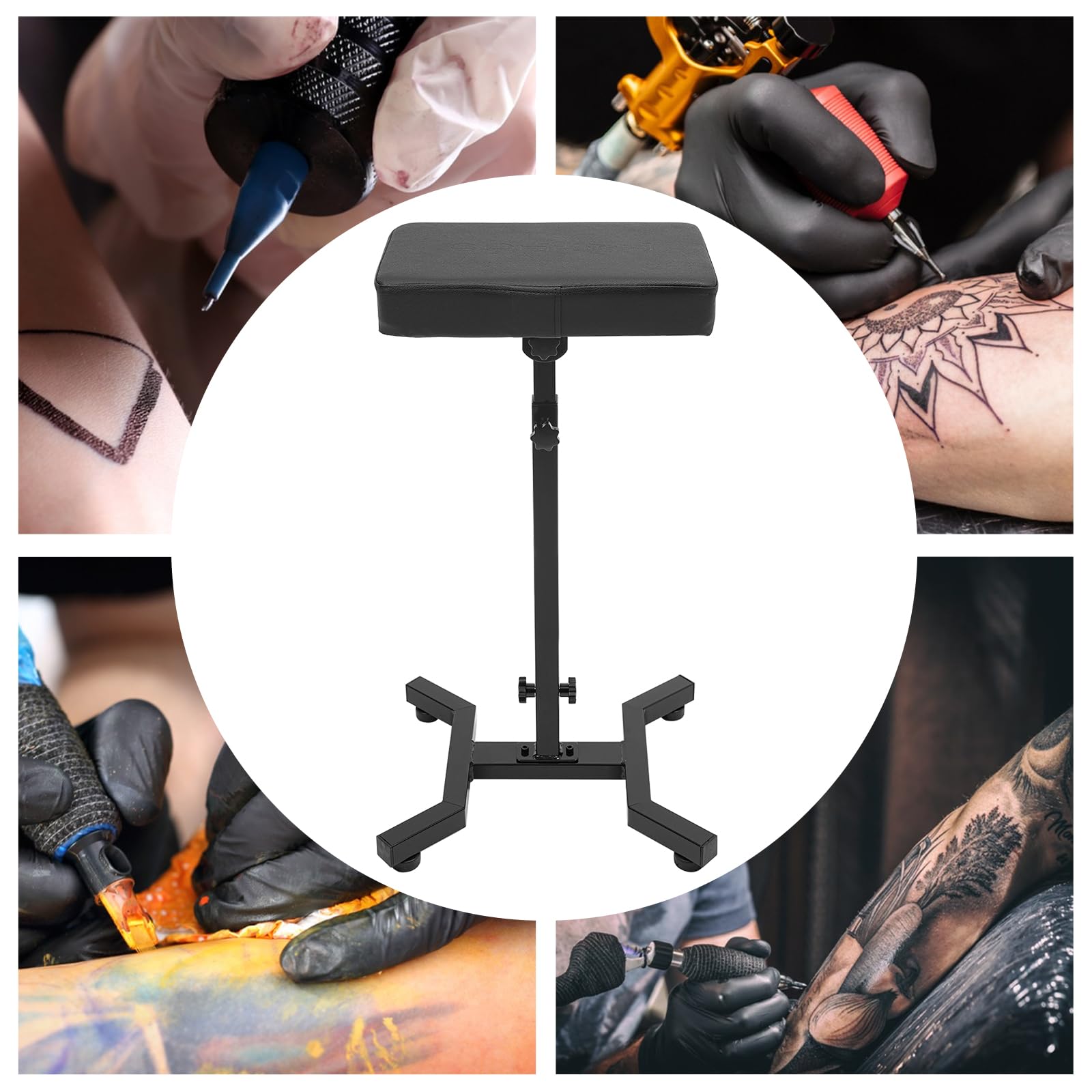 Accoudoir de tatouage réglable en hauteur 70-99 cm - Noir