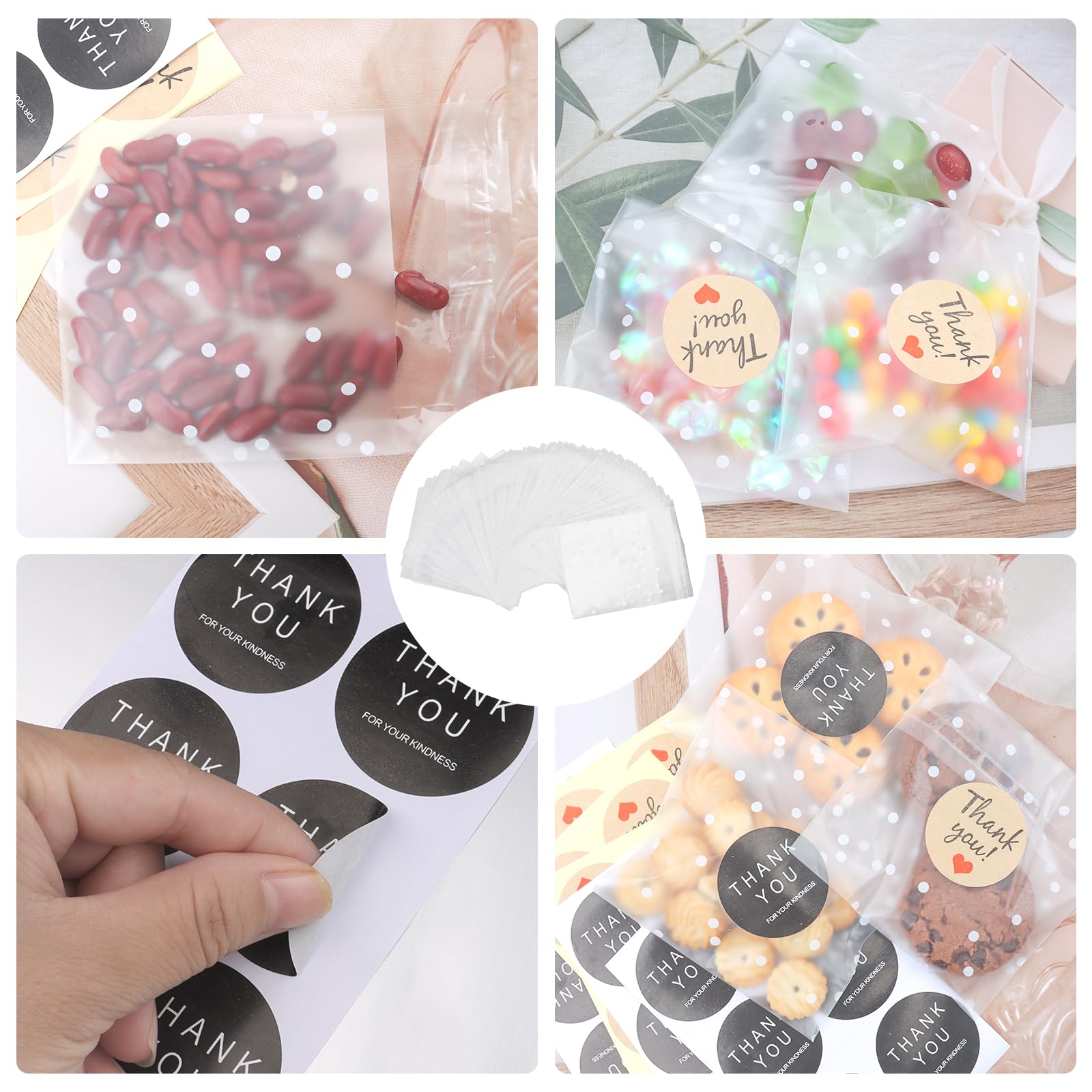 100 Pièces Sachets Transparents Bonbons,10 * 10cm Sachet