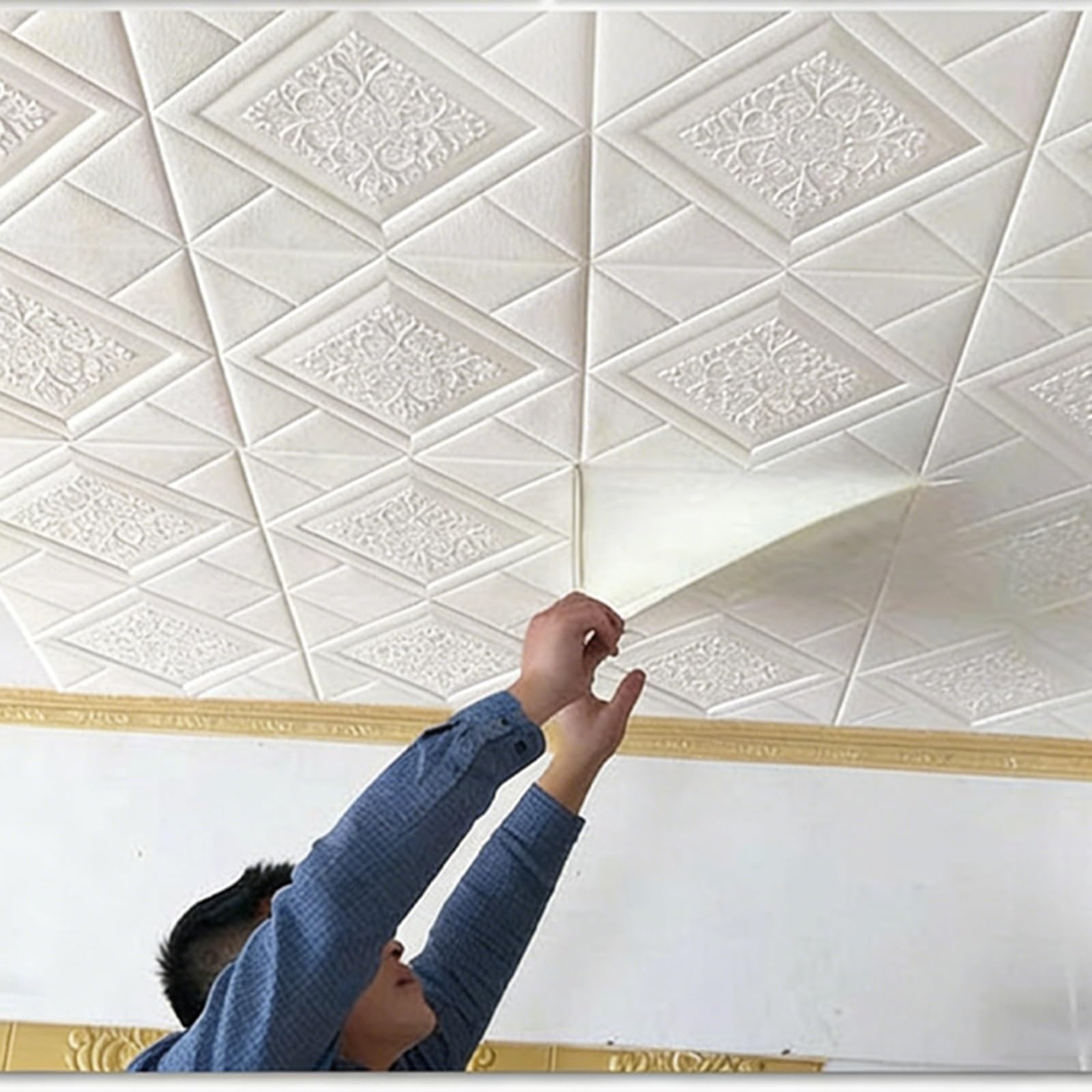 Stickers muraux 3D en mousse revêtement géométrique pour plafond