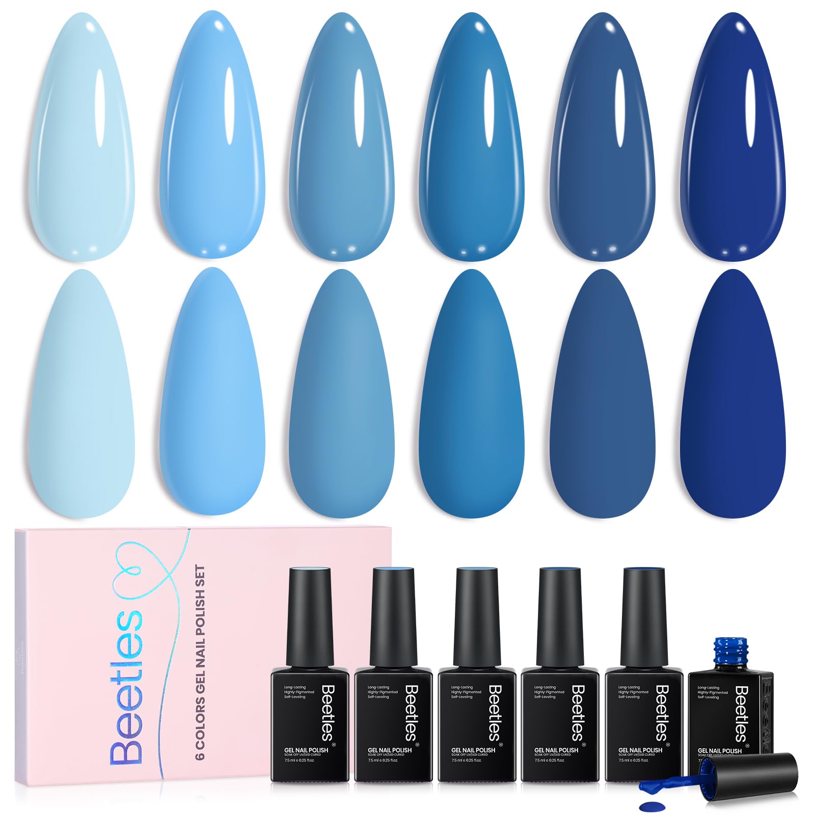 Amazon.com: Beetles Blue Gel Polish Set - Ocean Range, 6 Colors