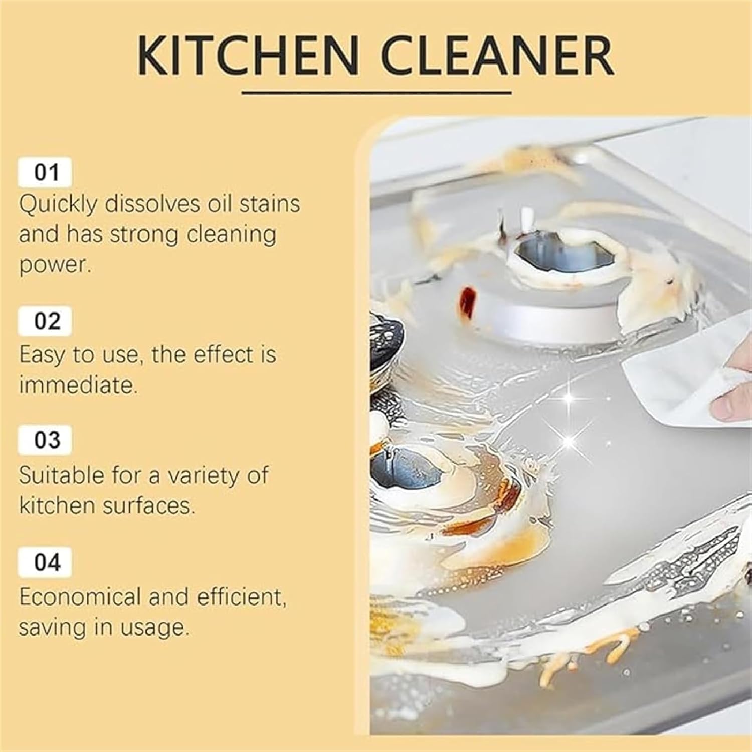 Effective Kitchen Degreaser Cleaner Spray, Heavy-Duty Kitchen Oil Remover Spray for Countertops, Ovens, Stovetop (3pcs)