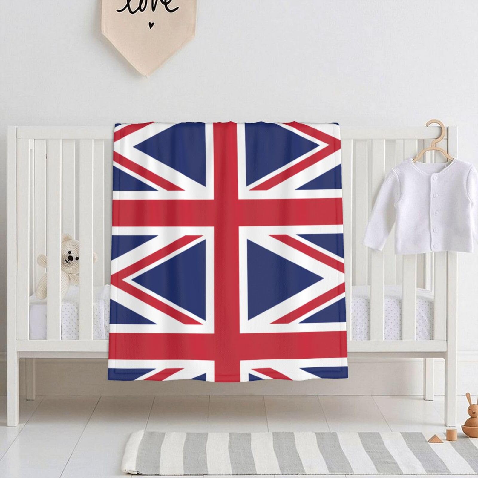 WBQLSL British flag Ultra-Soft Baby Blanket, 30" x 40" Newborn Swaddle & Nursing Throw Blanket