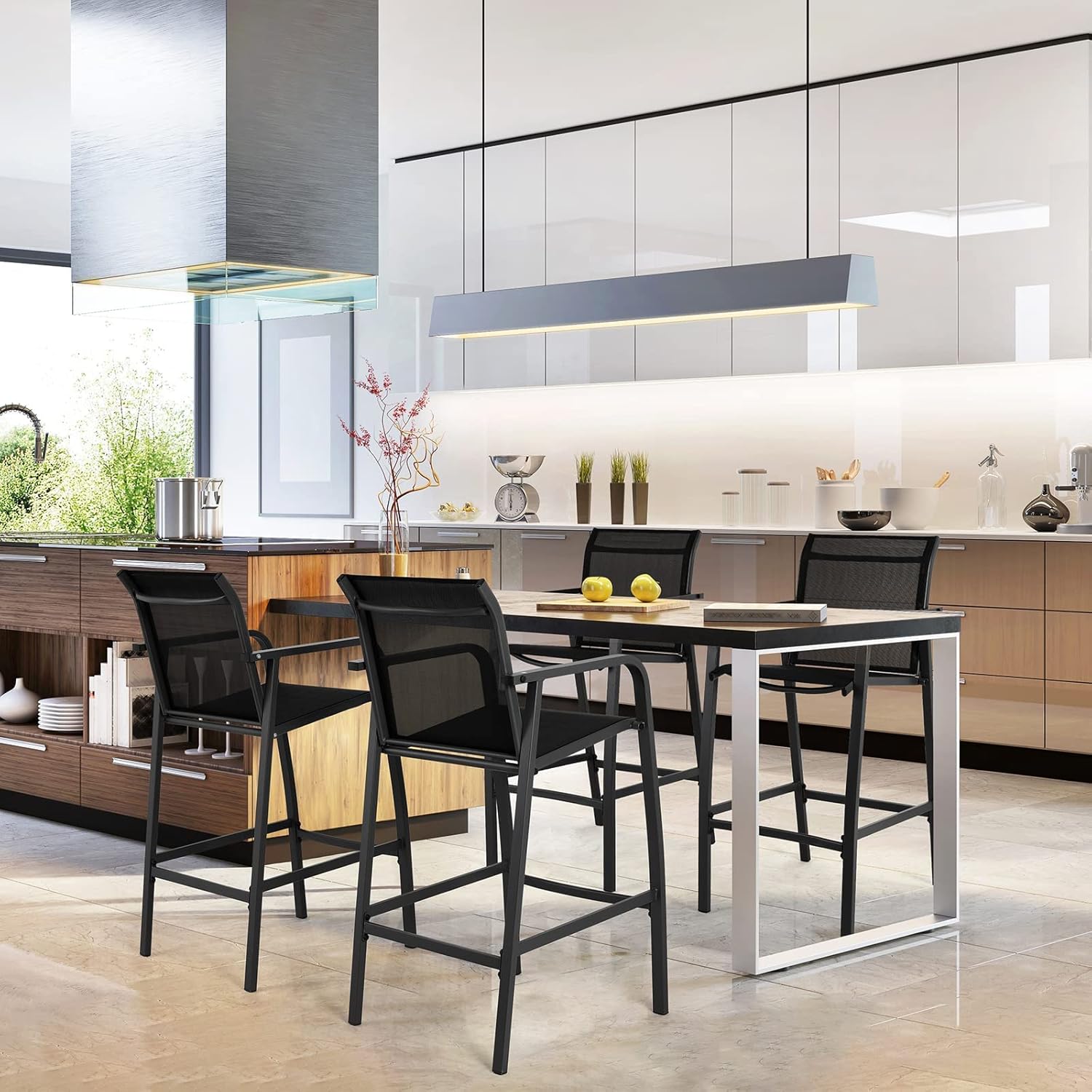 MAMIZO Outdoor Bar Stools Set of 4, Bar Chairs with