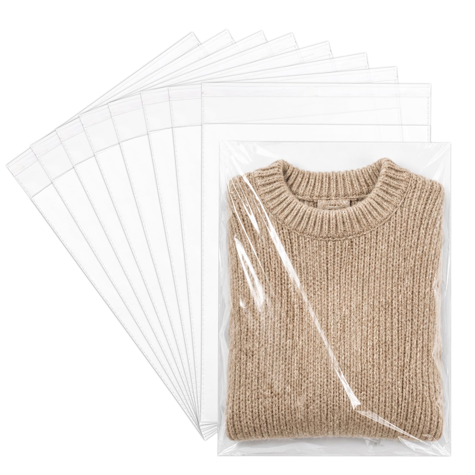 WIKDAY Self Sealing Cellophane Bags 60PCS 14X20 Inches Shirt Packaging Bags — image 1