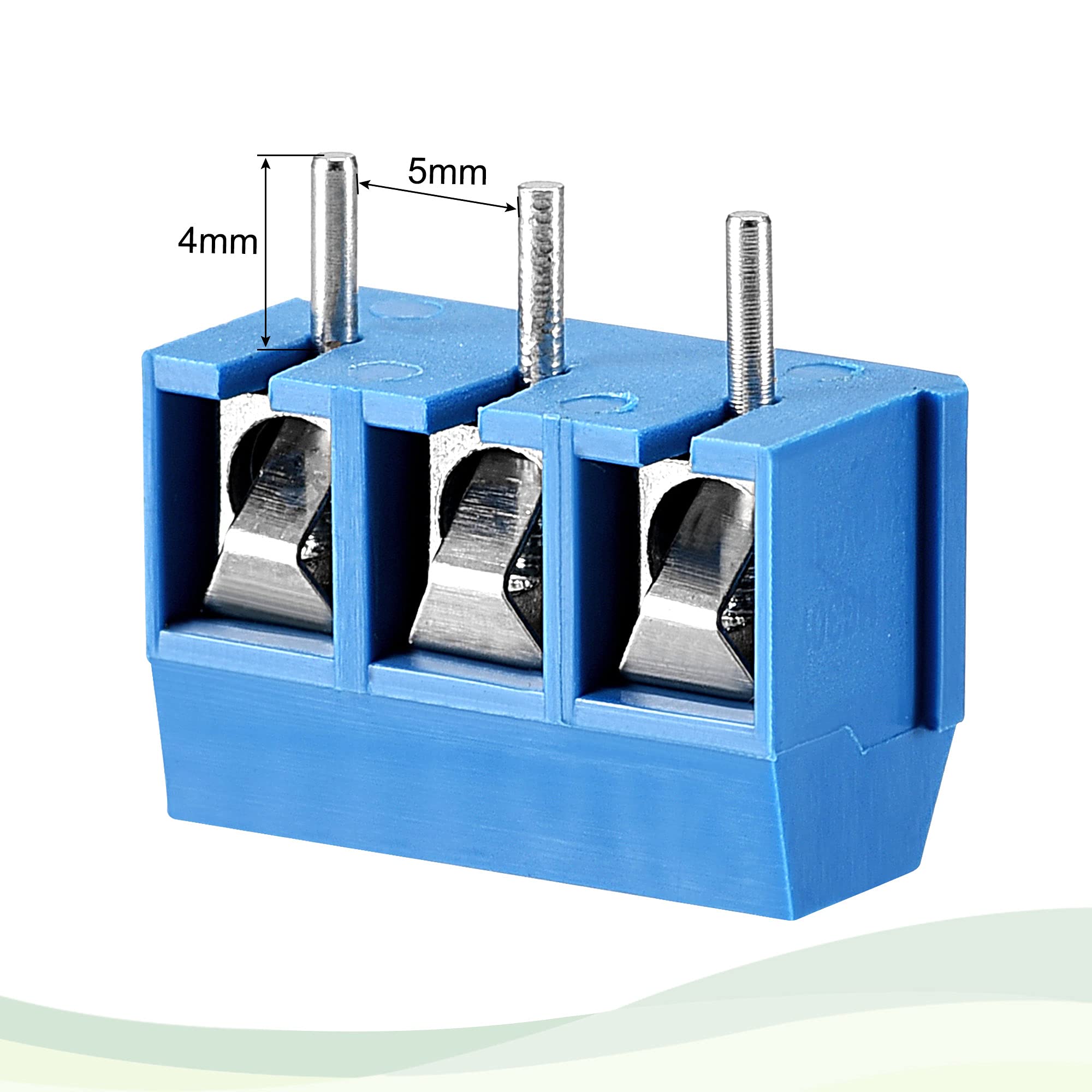 MECCANIXITY PCB Screw Terminal AC300V 15A 3P 5mm Pitch for Prototype Board Blue Pack of 30