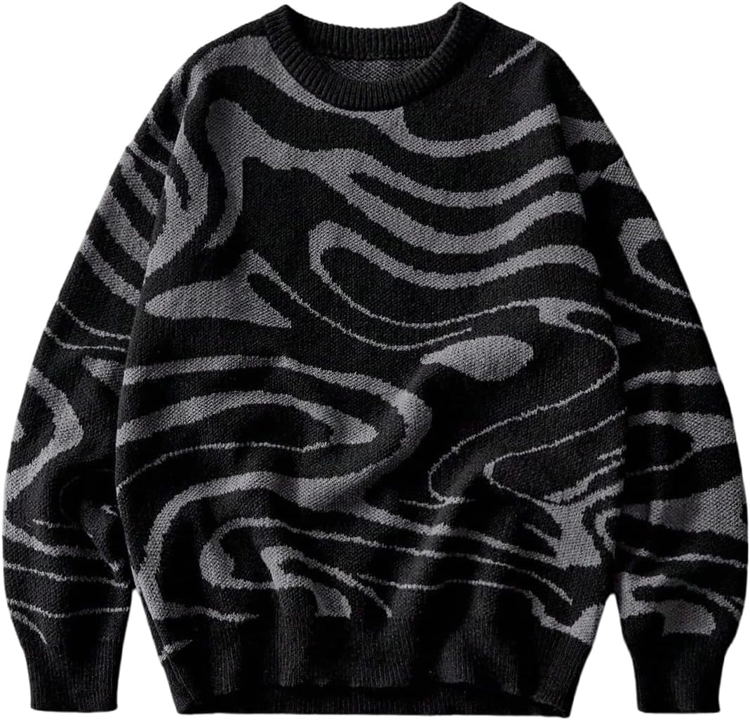Men's Graphic Grunge Sweater Goth Punk Ripped Baggy Sweater Oversized Winter Unisex Sweaters Halloween Outfits