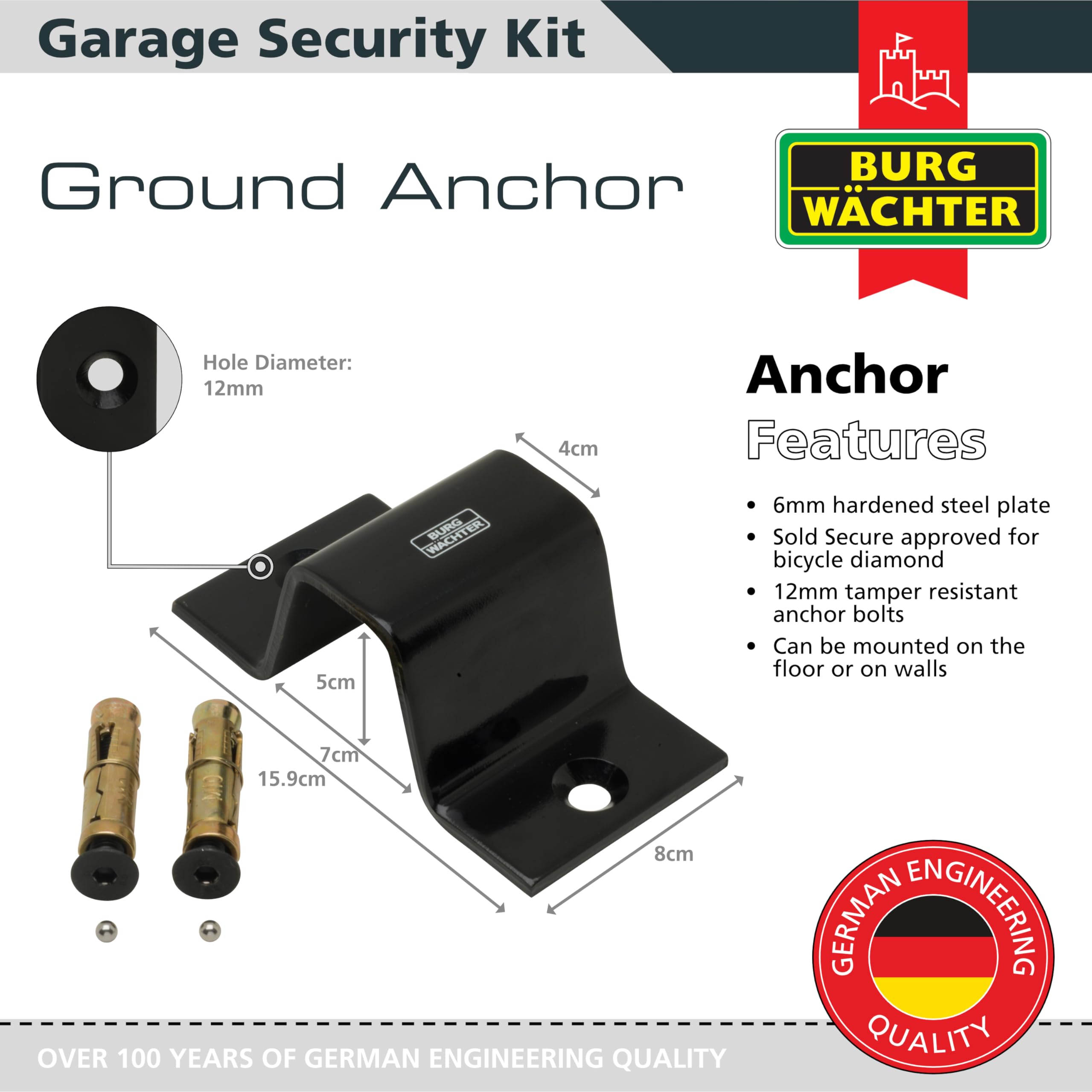 Burg-Wachter Garagensicherheitsset, 3 m, Schwarz
