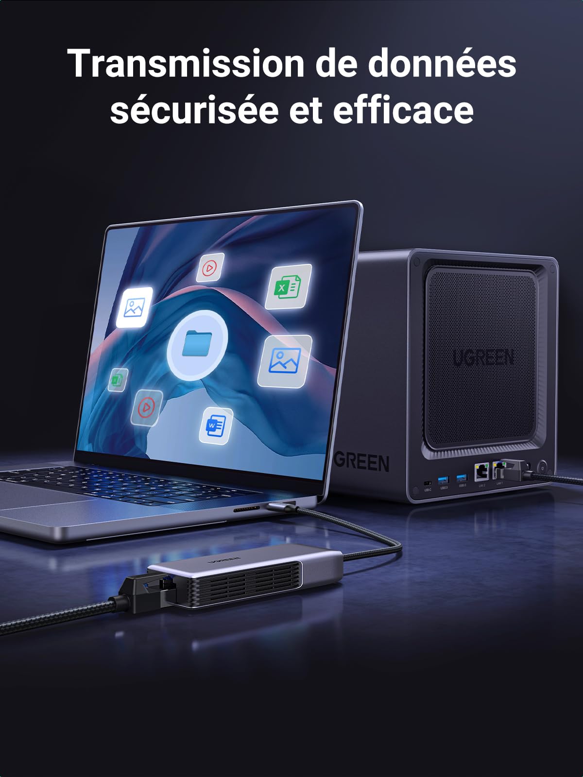 UGREEN 5Gbps Adaptateur USB C Ethernet RJ45 5 Gigabit Thunderbolt C 3.2 Gen 2 vers RJ45 WOL MDI MDIX en Aluminium Compatible avec Windows 11 Linux Kernel 5.17 MacOS - 4