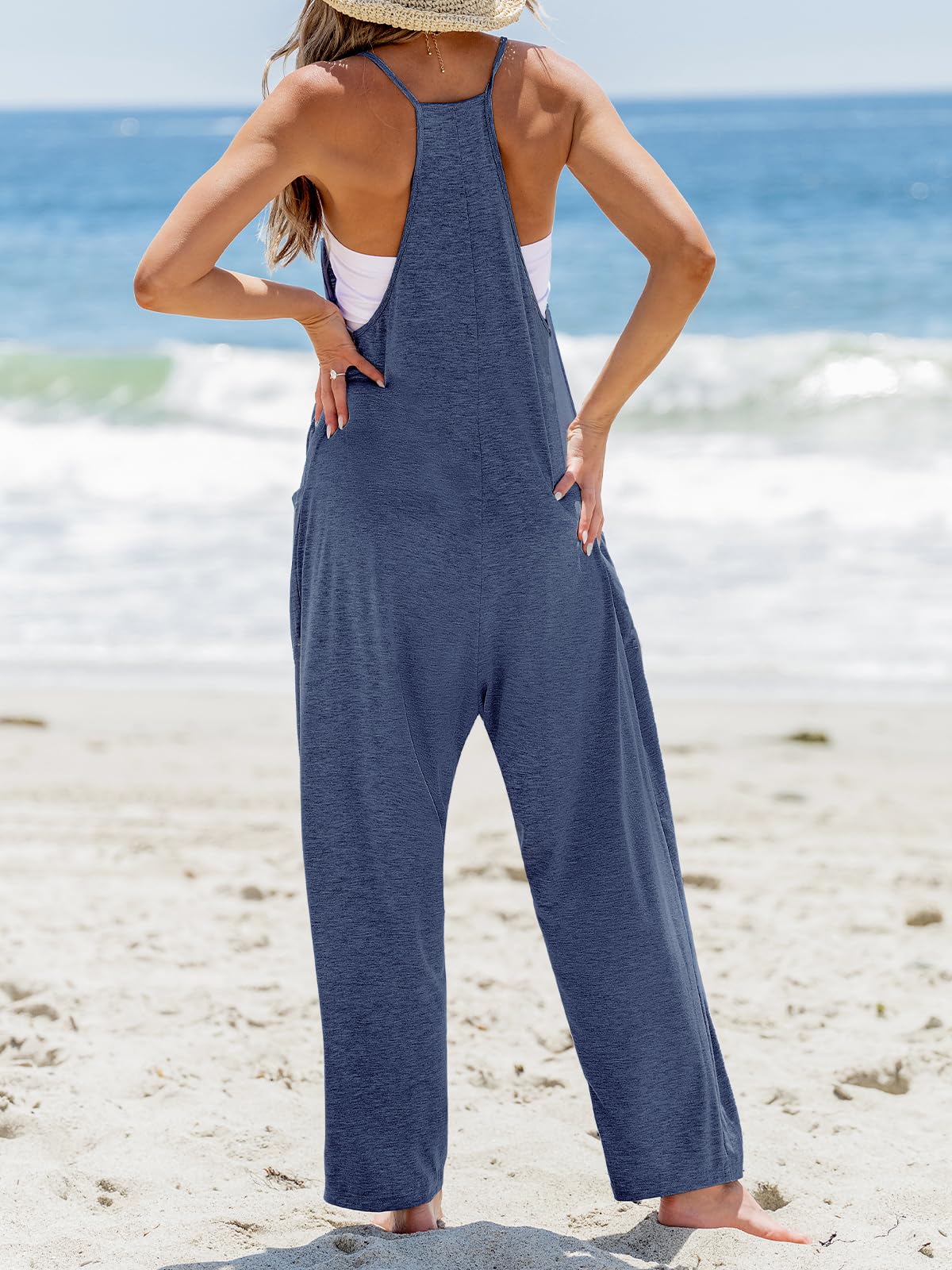 CUPSHE Mono de mujer con cuello en V, aspecto envolvente, manga larga, de pierna ancha, para verano, corto, suelto