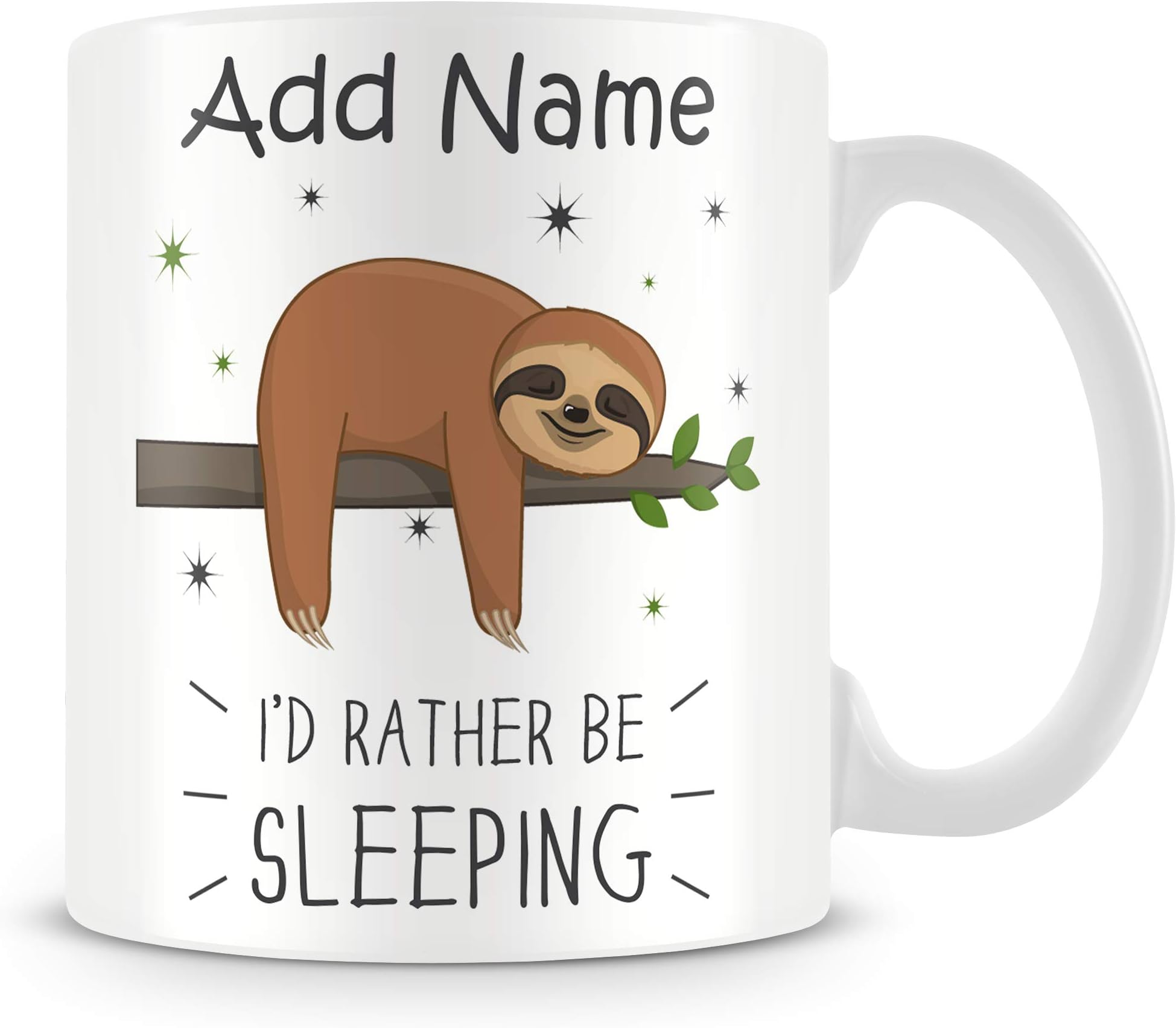 MUGGZ Personalised Sloth Mug – “I’d Rather Be Sleeping” – Add Name