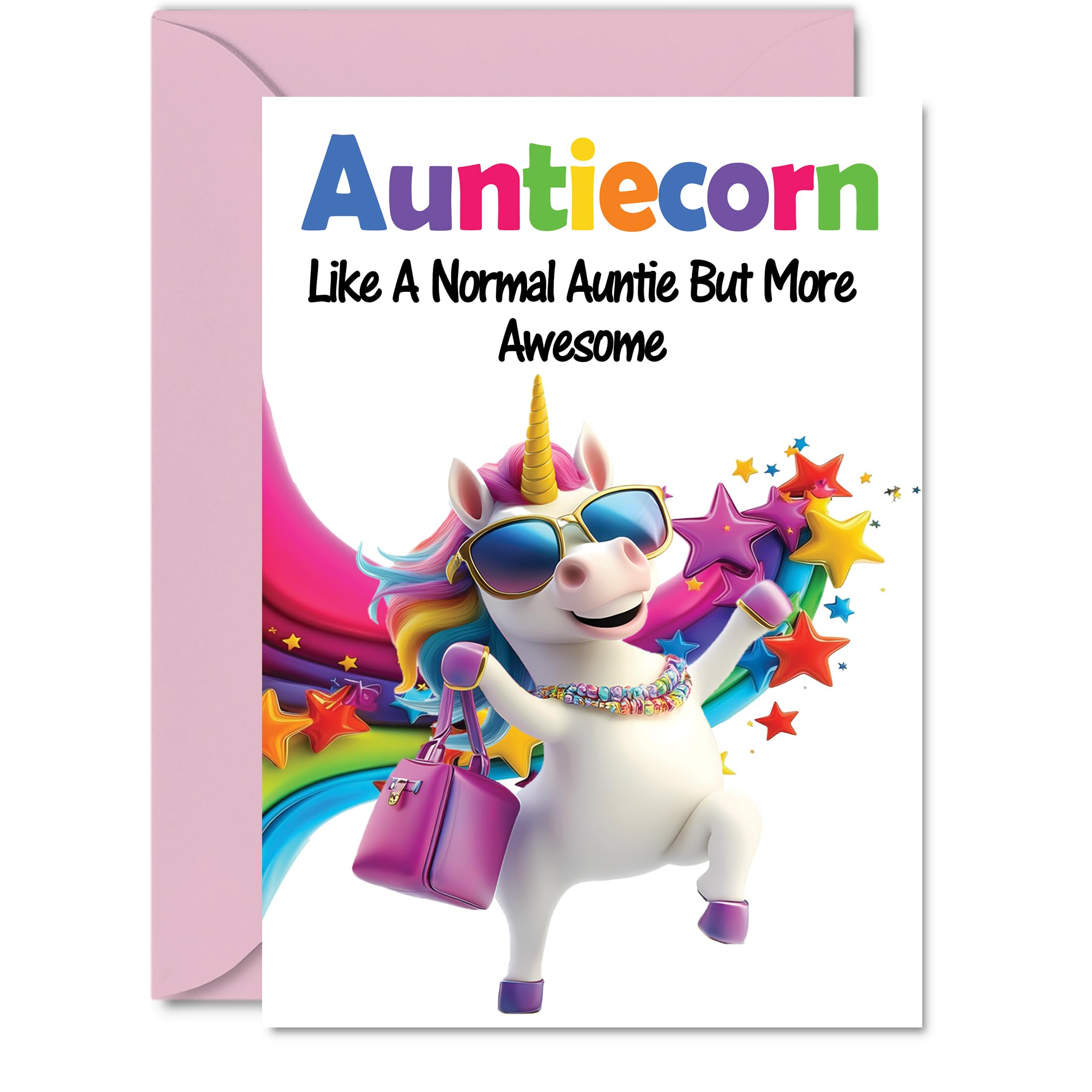 Auntie Birthday Card - Awesome Auntiecorn - Happy Birthday Card for Auntie Aunt from Nephew Niece, A5 Unicorn Bday Greeting Cards