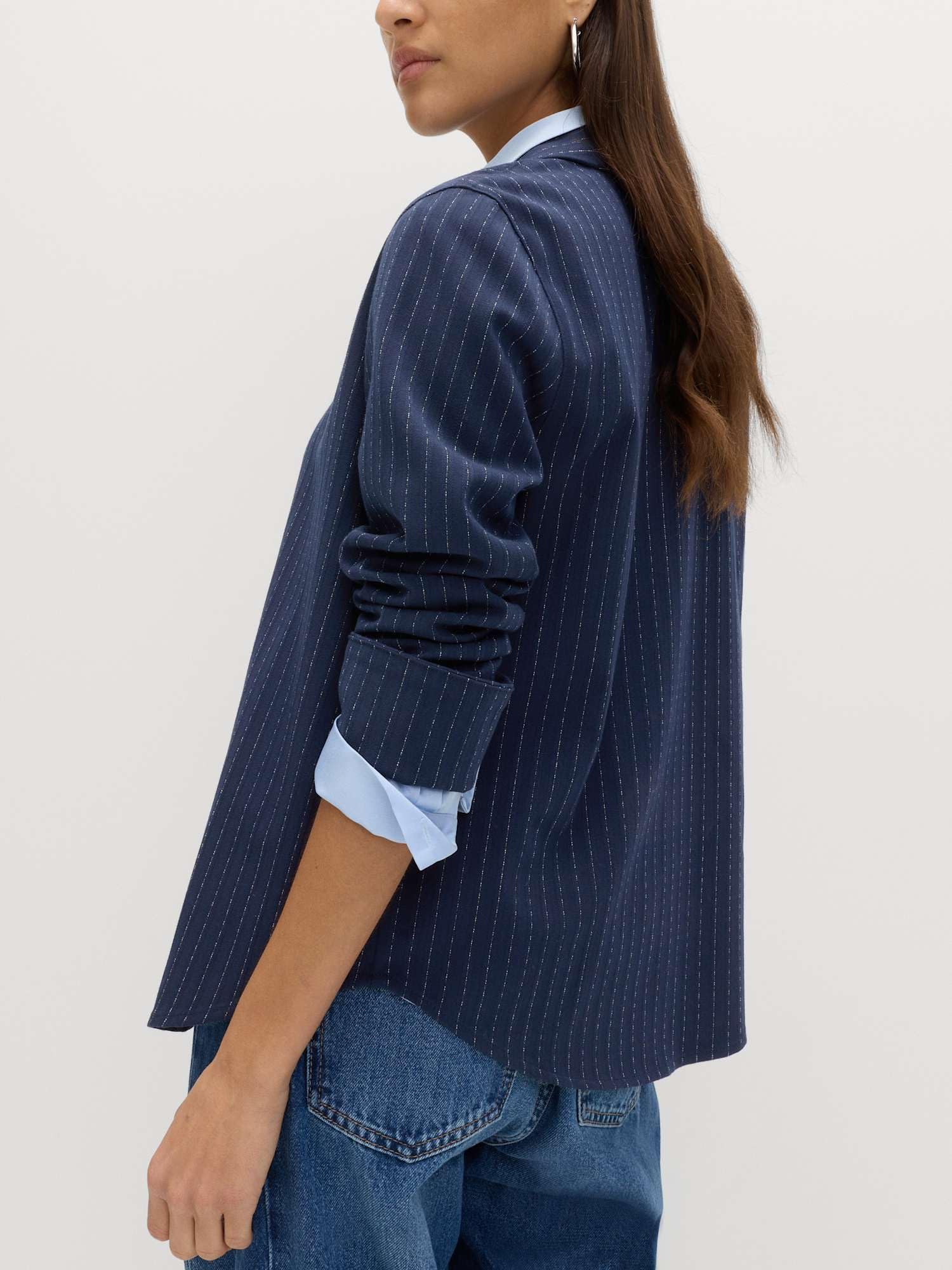 Marks & Spencer Donna Aderente Gessato Colletto Camicia – con Stretch – con Bottoni – Wide Polsini