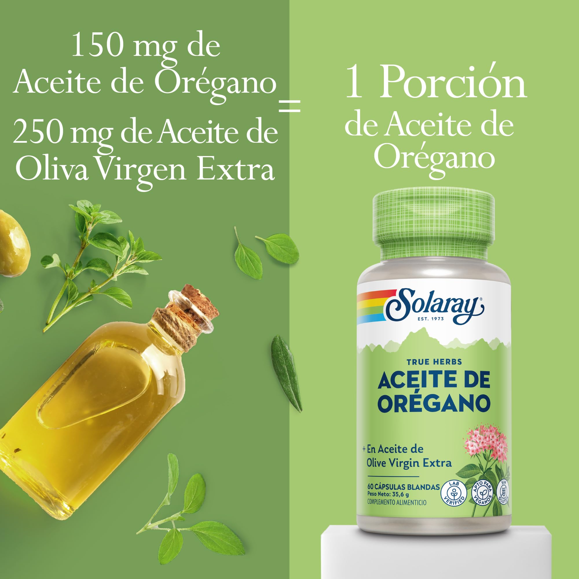 Aceite de orégano 150 mg – 60 cápsulas blandas veganas – Suplemento de aceite de orégano de alta resistencia – con aceite de oliva virgen extra añadido para una digestión suave, verificado en