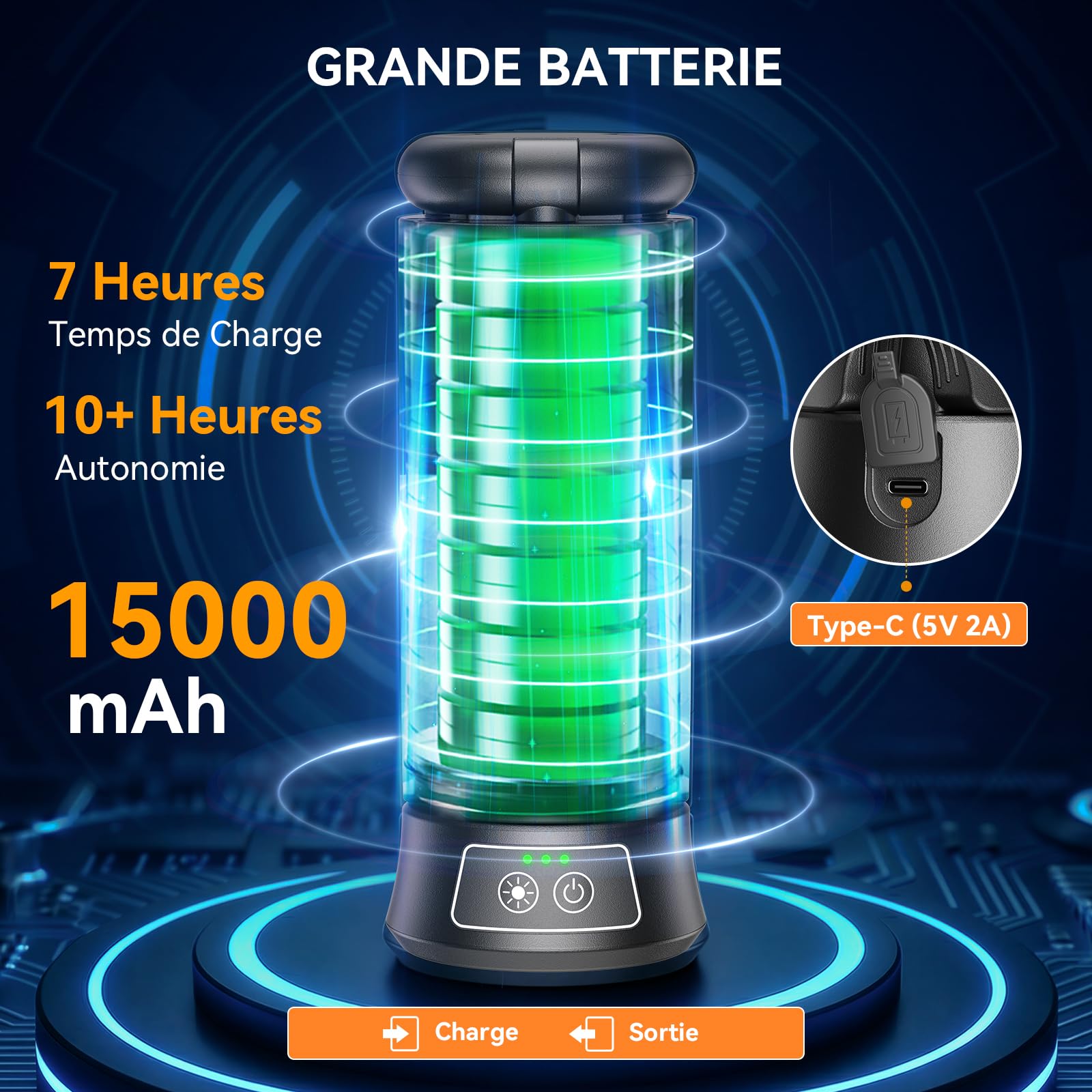 15000 mAh Projecteur de Chantier avec Télécommande, 5000LM Projecteur LED Rechargeable Dimmable, 5 Mode, Trépied Réglable 2.08m, Lampe de Camping Réglable avec Sac de Transport pour Atelier, Urgence