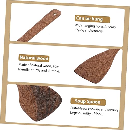 Miniatura 4 de Cuchara de madera antiadherente, utensilios de cocina de diseño retro para servir alimentos, vajilla de madera para uso doméstico y catering para