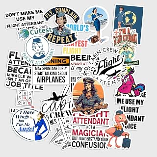 Sticker Pack 20 pcs Flight Attendant Stickers, Aviation Crew Vinyl Decals