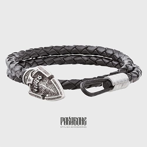 Miniatura 3 de Viking Leather Bracelet with Thor's Hammer Wristband Protection Mjolnir Gift for Men Women Norse Armband for Him and Her Pagan Nordic Scandinavian