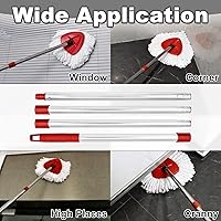 Vista 6 de Reemplazo del mango de trapeador giratorio de 4 secciones, (30 a 58 pulgadas), mango de acero inoxidable fácil de instalar, resistente a