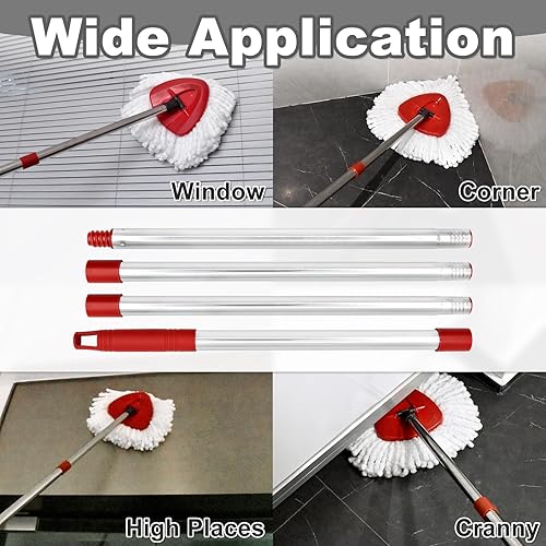 Miniatura 6 de Reemplazo del mango de trapeador giratorio de 4 secciones, (30 a 58 pulgadas), mango de acero inoxidable fácil de instalar, resistente a la