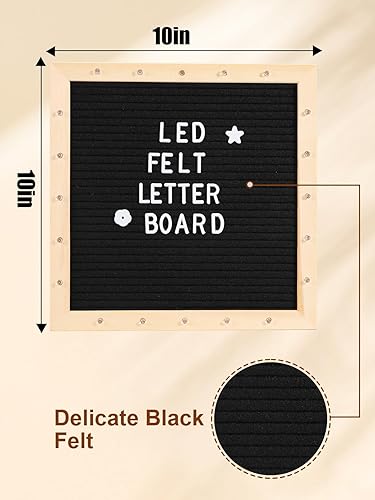 Miniatura 6 de Letrero de fieltro iluminado con luces LED, tablero de mensajes intercambiables de 10 x 10 pulgadas, montado en la pared con soporte de trípode, 470