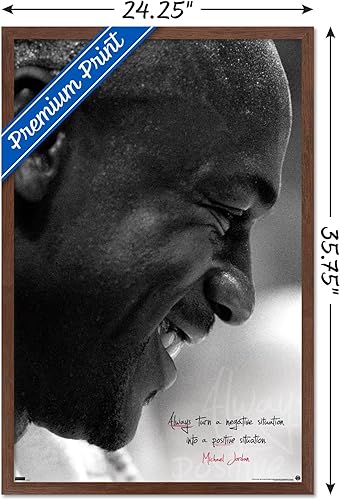 Miniatura 3 de Trends International Michael Jordan - Póster de pared Always Positive, 34 pulgadas de largo x 22.4 pulgadas, versión enmarcada en caoba